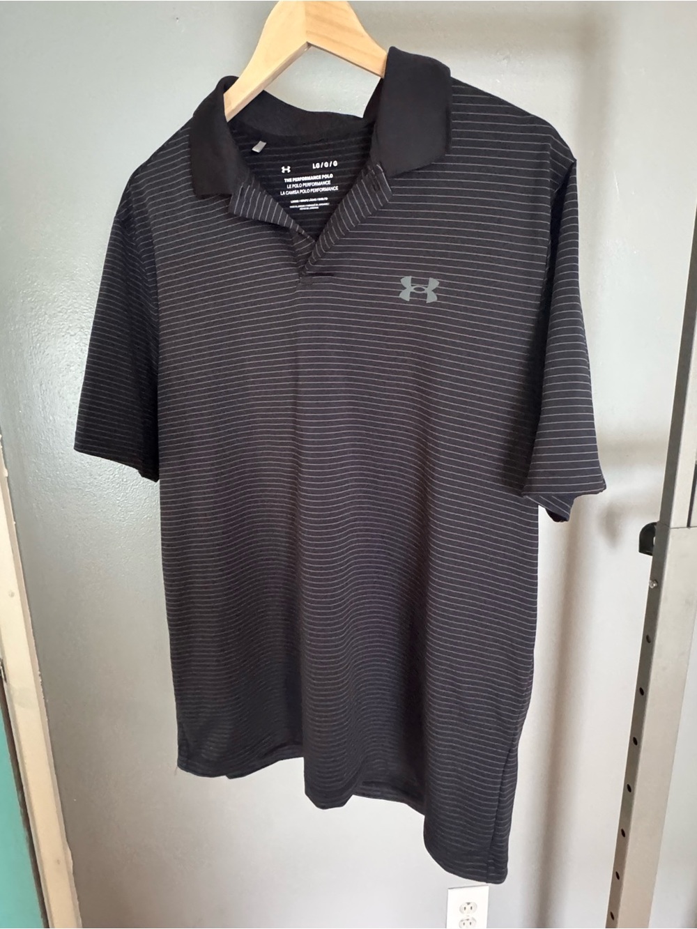 Under Armour Men's Black Polo with Subtle Gray Stripes